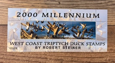2000 - WASHINGTON OREGON CALIFORNIA State Duck Stamp - MNH - TRIPTYCH - Rare - Image 1 of 2