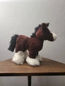Ganz Webkinz Clydesdale Horse Plush 9" Brown White HM139 No Code (S) - Picture 1 of 7