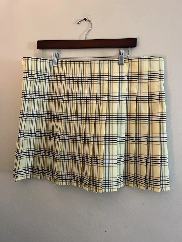 Y2K No boundaries  Skirt Womens XXXL Junior’s Pleated Mini yellow plaid Clueless - Image 1 of 4
