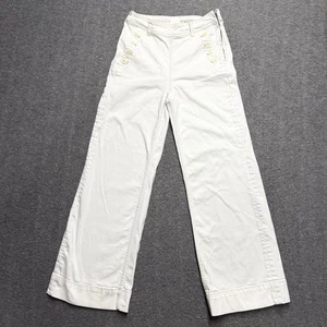 Pilcro and the Letterpress Wide Leg Pants Womens 27 White Anthropologie Buttons - Picture 1 of 10
