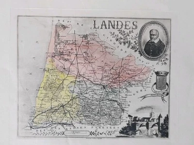 Gravure Les LANDES Les Landes Carte Ancienne - Photo 1/2