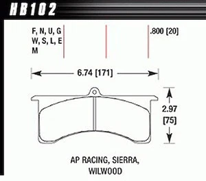 Hawk HB102G.800 DTC-60 PADS AP Racing 6 Sierra/JFZ Wilwood - Picture 1 of 8