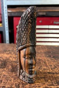 Vintage Hand Craved Tribal Head Figurine African Rosewood/Ebony Hand Carved Head - Picture 1 of 12