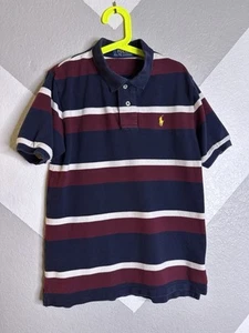 POLO RALPH LAUREN Boys Striped Multicolor Polo Shirt Medium 10-12 Yellow Pony - Picture 1 of 9
