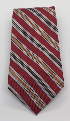 Шелковый мужской галстук Brooks Brothers. Красные разноцветные полоски для галстука Makers. Б/у в отличном состоянии США - Изображение 1 из 4