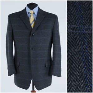 Herringbone Tweed Jacket 46S UK Size Mens Dark Grey Wool Sport Coat Blazer - Picture 1 of 12