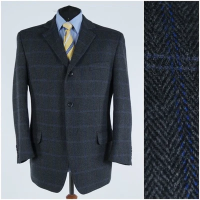 Herringbone Tweed Jacket 46S UK Size Mens Dark Grey Wool Sport Coat Blazer - Image 1 of 4