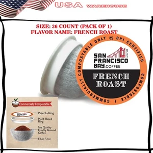 Compostable Coffee Pods French Roast 36Ct Dark Roast K-Cup Compatible Keurig 2.0 - Picture 1 of 7