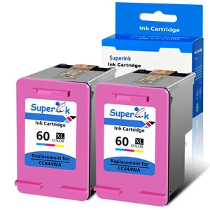 2Pk Tri-color Ink Cartridges for HP 60XL Deskjet D2530 D2563 D2645 D2663 D2680 - Picture 1 of 12