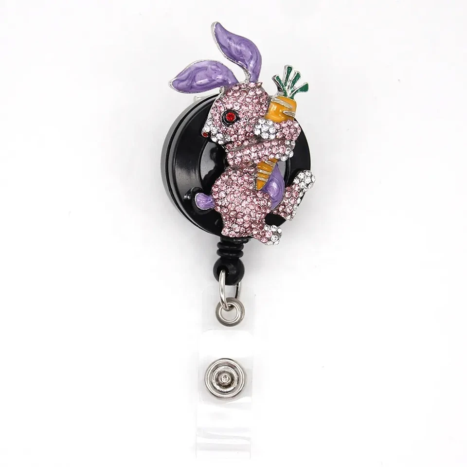 Lote de 2 piezas de carrete porta insignia de conejo huevo de Pascua para tarjeta de identificación de estudiante de enfermera Foto 1 de 3