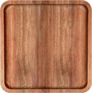 8" Acacia Wood Plate, Square Wooden Trays Serving Platter Dinner Server Tray Des - Picture 1 of 12