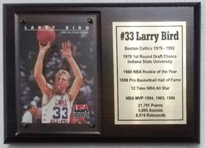 Placa de tarjeta de baloncesto Larry Bird de los Boston Celtics - Imagen 1 de 1