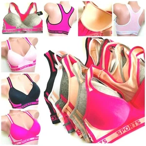 3-6 SPORT BRAS Active Wear YOGA RACER BACK Molded CUP 8922 LOT GIFT PACK 32B-42D - Picture 1 of 12