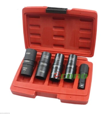 5pc Flip Thin Wall 1/2" inch Drive Metric SAE 8 Sizes Impact Socket Sockets Auto - Image 1 of 2