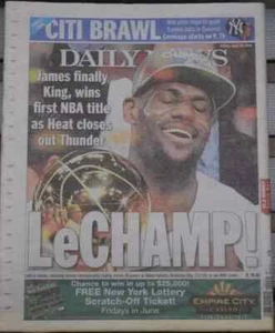 LeBron James Miami Heat NBA Champios New York Post 6/22/2012 🤑 - Picture 1 of 3