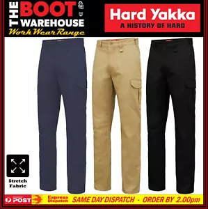 Hard Yakka Y02597 Work Pants - Basic Stretch Drill Cargo - Heavy Duty NEW STYLE! - Picture 1 of 12