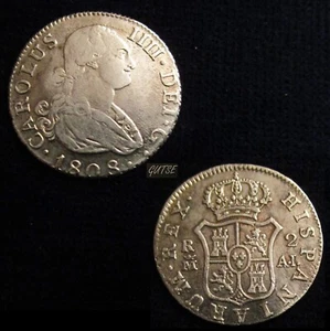 SPAIN, 80-CARLOS IV, 2 REALES 1808, MADRID AI, AC 619, SILVER, GVF/AXF. - Imagen 1 de 1