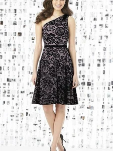 Dessy 8141... Vestido de encaje largo cóctel, un hombro... Rosa gamuza... Talla 6 - Imagen 1 de 5