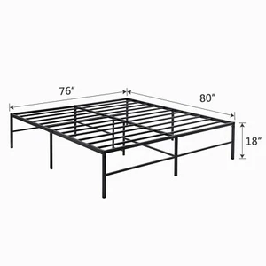 18'' Metal Platform Queen King Size Bed Frame Heavy Duty Steel Slats Support - Picture 1 of 26