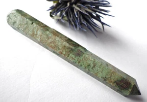 PEZZO GIOIELLI ASTA MASSAGGIO PIETRA bacchetta massaggiante rubino in fucsite manico massaggio 6 angoli - Foto 1 di 4