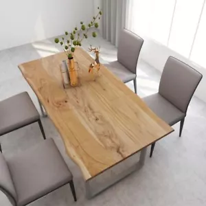 Stylish Dinner Table Solid Acacia Wood Industrial Style Kitchen Dining Furniture - Picture 1 of 12