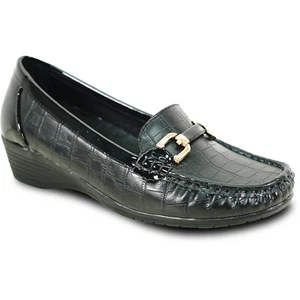 Kozi Damen Komfort Freizeit Keilabsatz Slipper Halbschuh ML3252 runde Zehenpartie Schnalle Detail - Bild 1 von 9