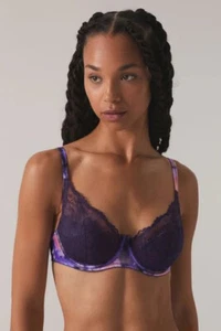 B by Ted Baker Charcoal & Floral Print Underwired Lightly Padded Bra - Picture 1 of 4