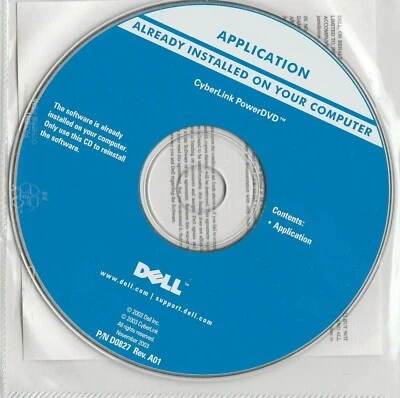Dell Tools CD - Application -  Cyberlink PowerDVD P/N D0827  ~ CD-ROM - Image 1 of 2