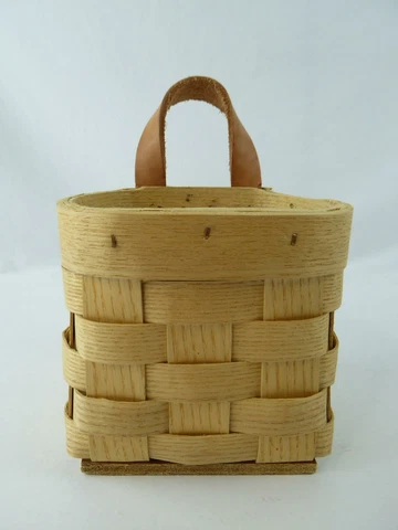 Handcrafted Silver Dollar City 5" Basket With Leather Strap Loop Branson Cover