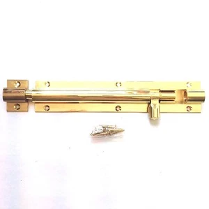 Heavy Duty Barrel Bolt Solid Polished Brass Straight 12"/ 300mmx 38mm inc Screws - Picture 1 of 1