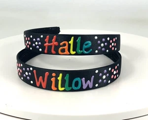 Personalised Black satin 2.5cm headband/hairband/alice band ANYNAME SCHOOL - Picture 1 of 2