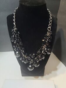 Vera Wang Black Faceted  Beaded Statement  Necklace