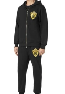 Billionaire Men's Navy  Full Zip Logo Print Track Sweat Track Suit Hooded SZ L - Picture 1 of 20