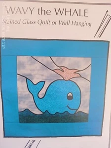 WAVY WHALE-Stained Glass Baby QUILT or WALL-HANGING-Pattern-Instructions-UNCUT - Picture 1 of 2