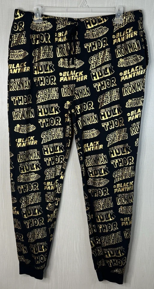 Pantalones de pijama para hombre Marvel negros dorados Hulk Thor Capitán América talla XXL 40Wx36L Foto 1 de 4