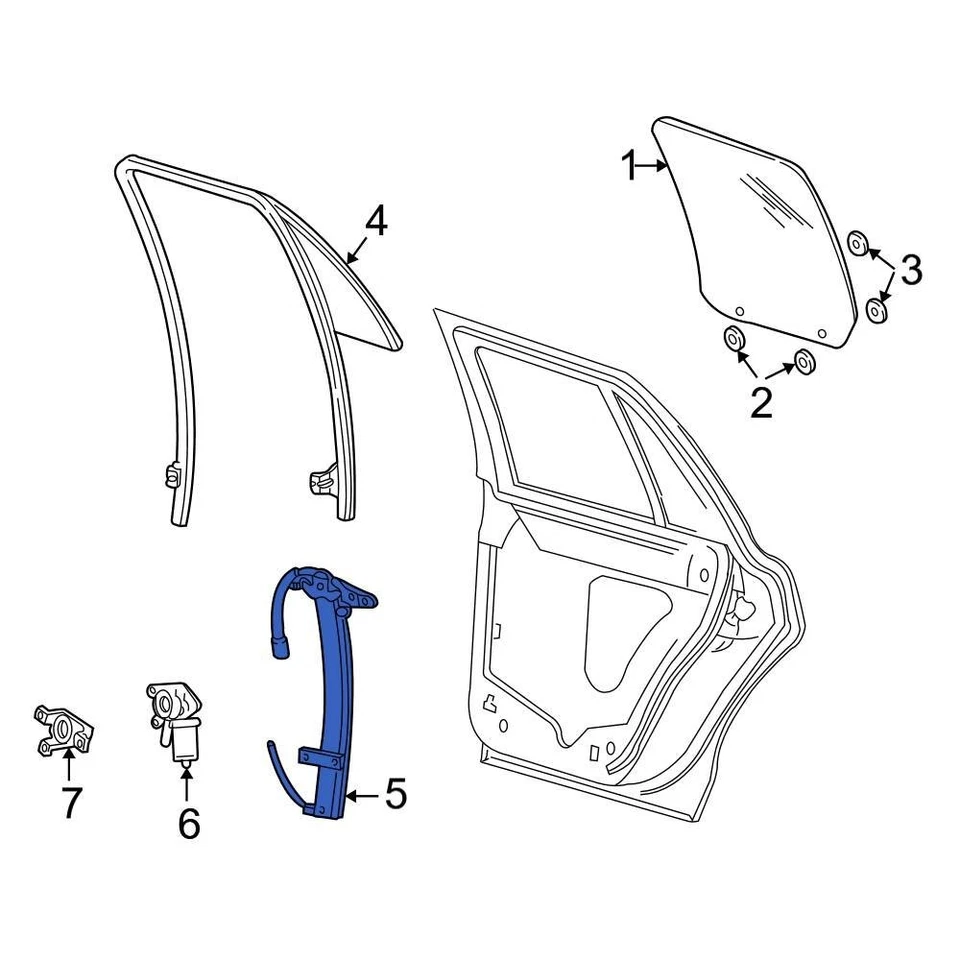 For Ford Crown Victoria 1992-2011 Ford 6W7Z5427009AA Rear Left Window Regulator - Image 1 of 1