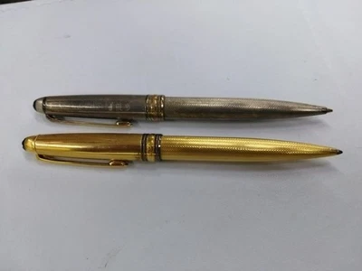 2 bolígrafos Montblanc Meisterstuck de colección de plata de ley y cebada dorada Foto 1 de 4