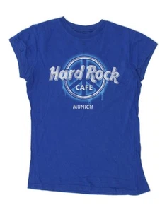 Hard Rock Cafe Damen München Grafik T-Shirt Top UK 10 Small blau Baumwolle AV04 - Bild 1 von 4