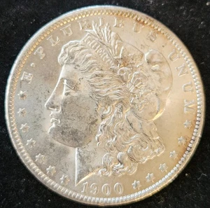 1900-O BRILLIANT UNCIRCULATED MORGAN SILVER DOLLAR LAMINATION ON MINT MARK - Picture 1 of 2