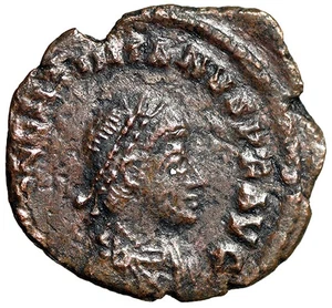 ZERTIFIZIERTE AUTHENTISCHE römische Münze mit Echtheitszertifikat Valentinian II SIEG SCHLEPPENDER FEIND - Bild 1 von 5