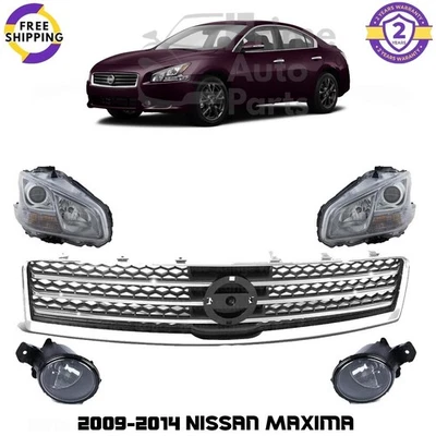 Front Grille Assembly Chrome & Head Light Assembly For 2009-2014 Nissan Maxima — 第 1/4 张图片