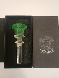 New Versace Rosenthal Amber Austrian Crystal Medusa Wine Bottle Stopper & green - Picture 1 of 5