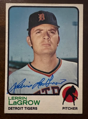 1973 Topps LERRIN LaGROW Autographed Baseball Card #369 TIGERS - Image 1 of 2