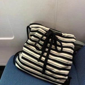Leisure Striped Backpack Simple Commuting Bag Casual School Bag Spring - Picture 1 of 12