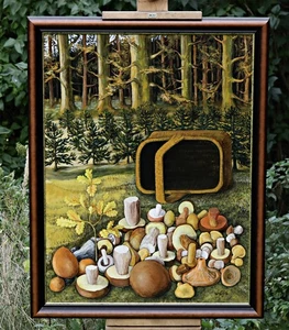 Wilfried Schreiber - Bodegón de setas - acrílico sobre cartón - firmado 2003 - Imagen 1 de 9