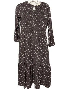 Marine Lagenlook Stufen Blumen Camille Kleid Gr. M grau ditzy Taschen Landhaus Prärie - Bild 1 von 15