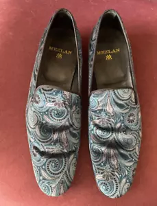 Mezlan COLE Blue Grey Black Paisley Printed Velvet Slip On Loafer Shoe - 11.5 M - Picture 1 of 10