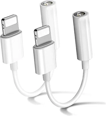 2x Kopfhörer Adapter für iPhone 14/13/12/11/XR/X/8 AUX Kabel auf 3.5mm Klinke - Bild 1 von 4