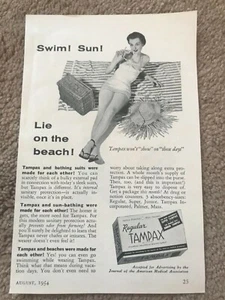 Vintage 1954 Tampax Werbung Seite 8" x 5" - Bild 1 von 4