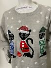 Women's CHRISTMAS CATS Santa Hat Cats UGLY CHRISTMAS SWEATER Size XL XXL NWT